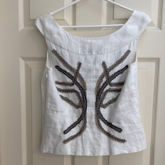 Per Se White Embellished Scoop Neck Tank Top Size 6 US - Picture 3 of 3